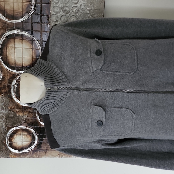 Men's Apt 9 Full Front Zipper Cardigan / Black Shoulder Patches Size L - Picture 4 of 9